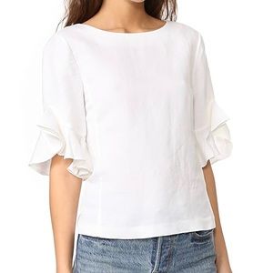 NWT Club Monaco linen flutter sleeve top S